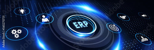 Business, Technology, Internet and network concept. Enterprise resource planning ERP concept. 3d illustration