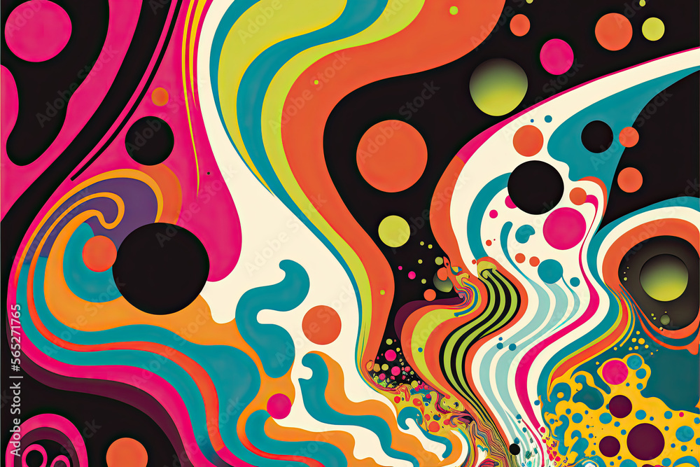 Psychedelic background, pattern, texture, '70s style, generative ai Psychedelic background, pattern, texture, '70s style, generative ai