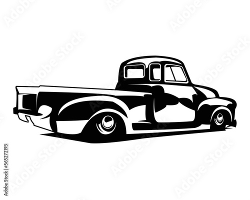 3100 silhouette trucks. isolated white background seen from behind. Best for logos, badges, emblems and the trucking industry.