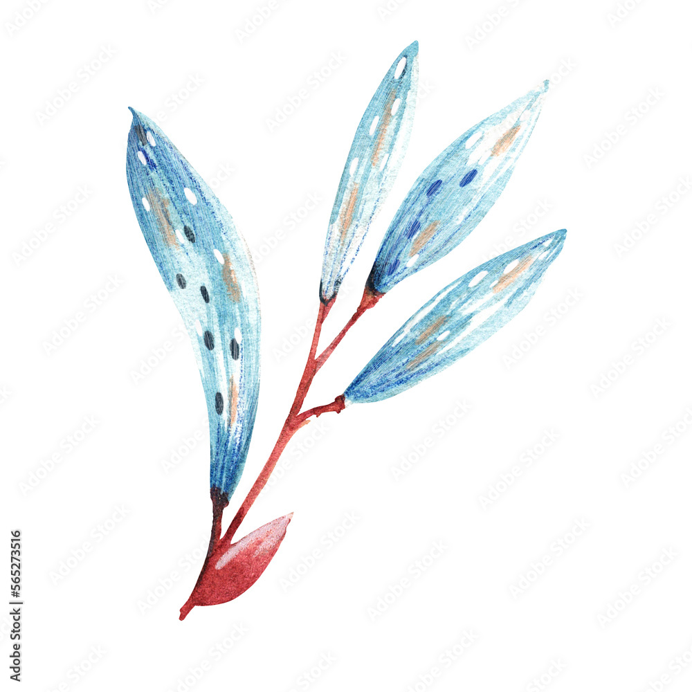 Obraz premium Modern watercolor pattern with blue spring watercolor lilies illustration on white background for textile design.