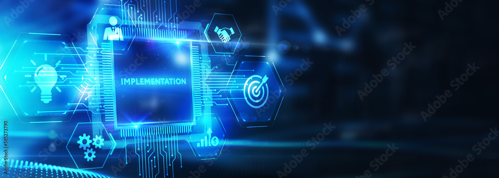 IMPLEMENTATION, web technology concept. Business, Technology, Internet and network concept. 3d illustration IMPLEMENTATION, web technology concept. Business, Technology, Internet and network concept. 3d illustration