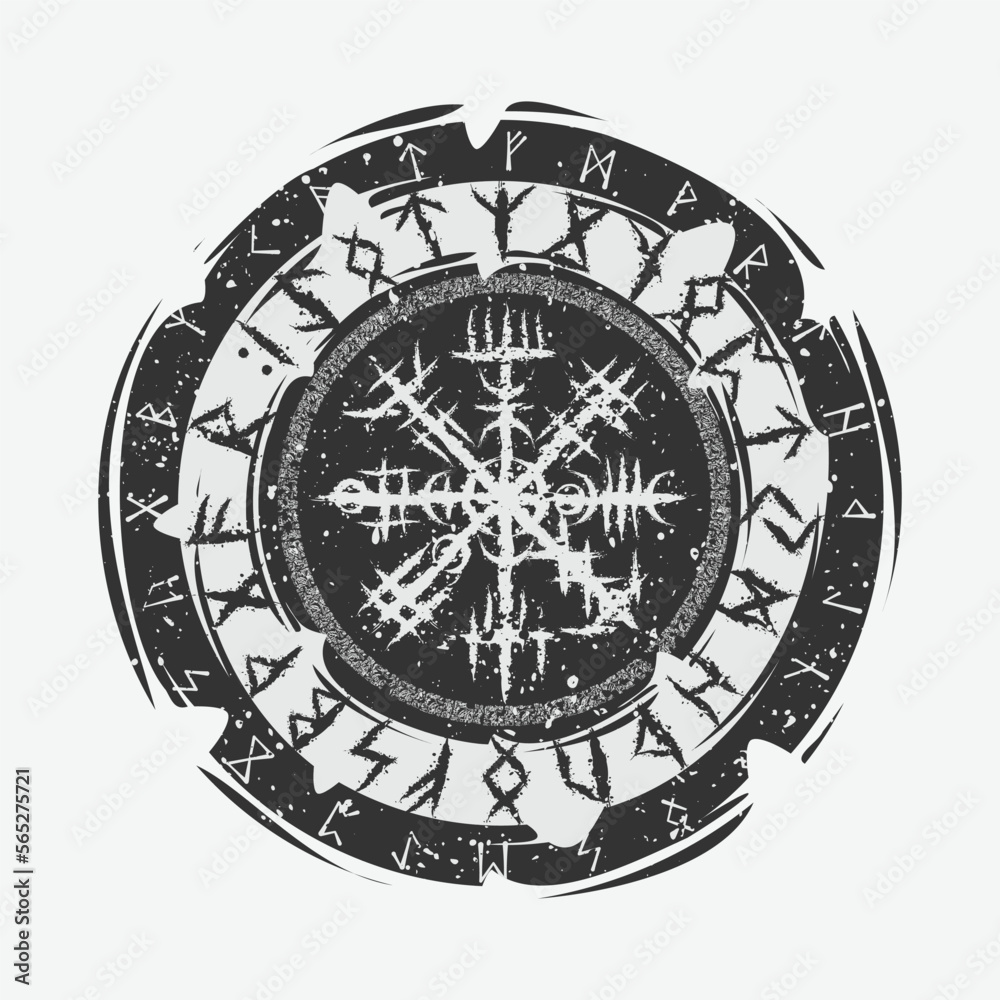 Viking Vegvisir rune dark circle shield