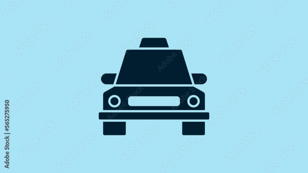 Blue Taxi car icon isolated on blue background. 4K Video motion graphic animation Blue Taxi car icon isolated on blue background. 4K Video motion graphic animation
