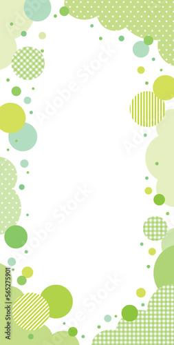 パターンとドットのフレーム バナー 背景/縦長・グリーン