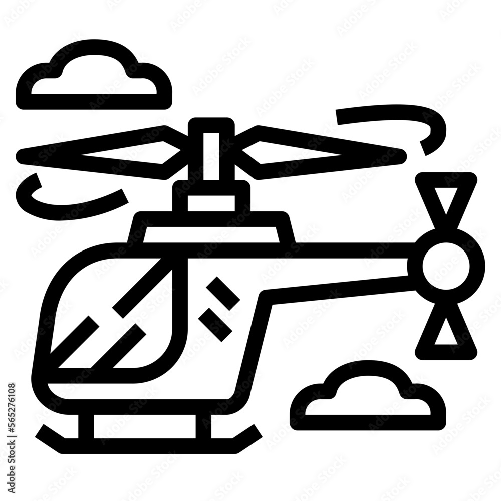 helicopter line icon style