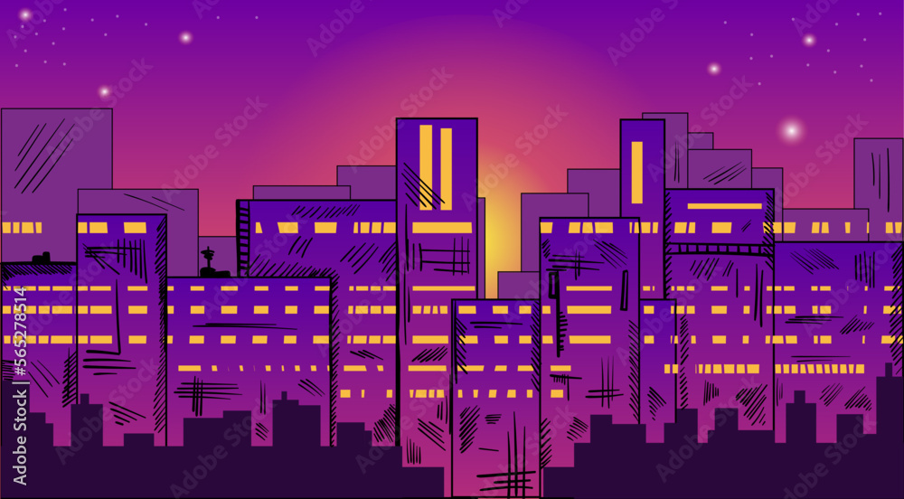 Obraz premium night city landscape