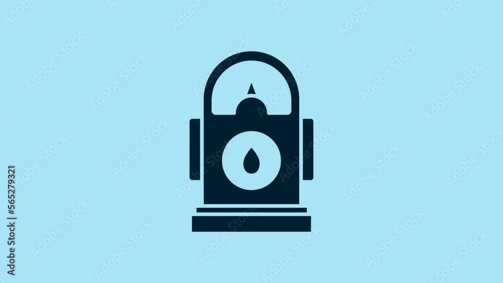 Blue Petrol or Gas station icon isolated on blue background. Car fuel symbol. Gasoline pump. 4K Video motion graphic animation