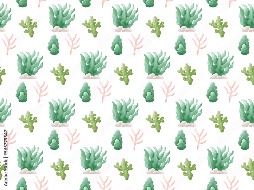 Seaweed Coral Seamless Patterns Tile Background Seaweed Coral Seamless Patterns Tile Background