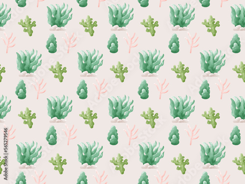 Seaweed Coral Seamless Patterns Tile Background