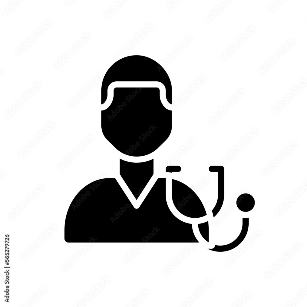 Fototapeta premium Diagnostics black glyph icon. Determine disease. Physician checkup. Medical procedure. Symptoms and signs. Silhouette symbol on white space. Solid pictogram. Vector isolated illustration