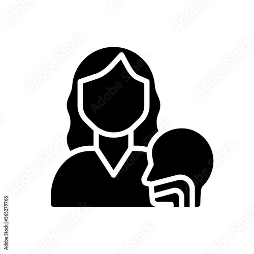 Otorhinolaryngology black glyph icon. Throat and nose diseases. Examination, treatment. Medical clinic service. Silhouette symbol on white space. Solid pictogram. Vector isolated illustration