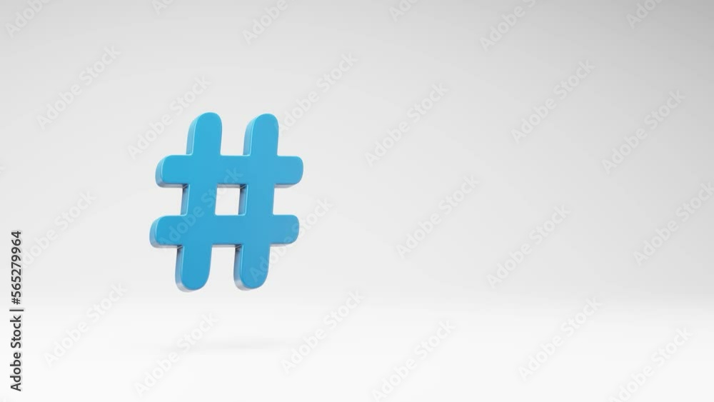 One Blue Sharp Sign Shape Spinning on a Studio Light Gray Background, Seamless Loop 3D Animation with Copy Space One Blue Sharp Sign Shape Spinning on a Studio Light Gray Background, Seamless Loop 3D Animation with Copy Space