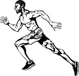 Human athlete running pose marathon jogging splinter sport shoes running shoes logo mini marathon workout BLACK AND WHITE