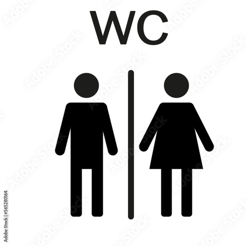 WC wayfinding vector illustration icons. Toilet male and female gender signs. Restroom signs for men, women and disabled people, isolated on white background.