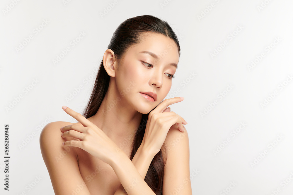 Beautiful young asian woman with clean fresh skin on white background, Face care, Facial treatment, Cosmetology, beauty and spa, Asian women portrait. Beautiful young asian woman with clean fresh skin on white background, Face care, Facial treatment, Cosmetology, beauty and spa, Asian women portrait.