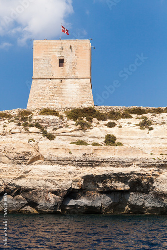 Mgarr ix-Xini Tower, the largest of the coastal watchtowers of Malta