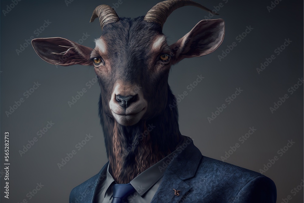 Portrait of goat in a business suit