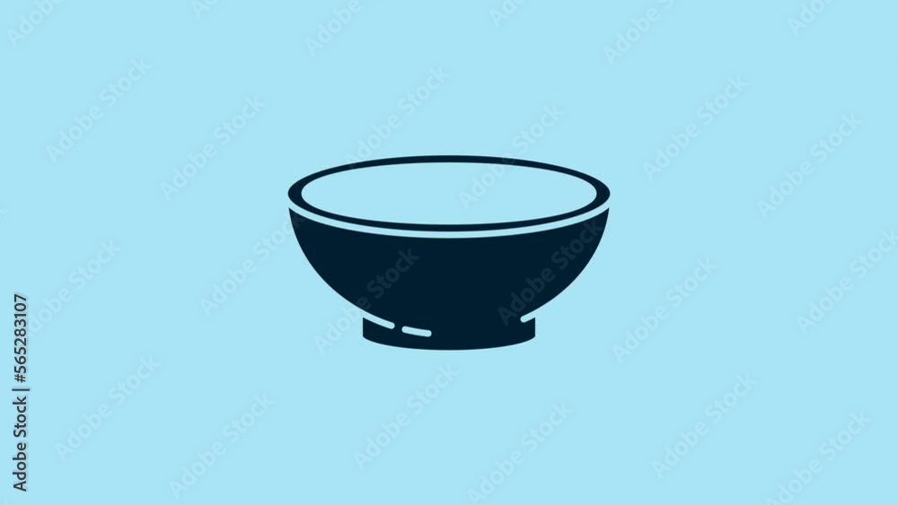 Blue Bowl of hot soup icon isolated on blue background. 4K Video motion graphic animation Blue Bowl of hot soup icon isolated on blue background. 4K Video motion graphic animation