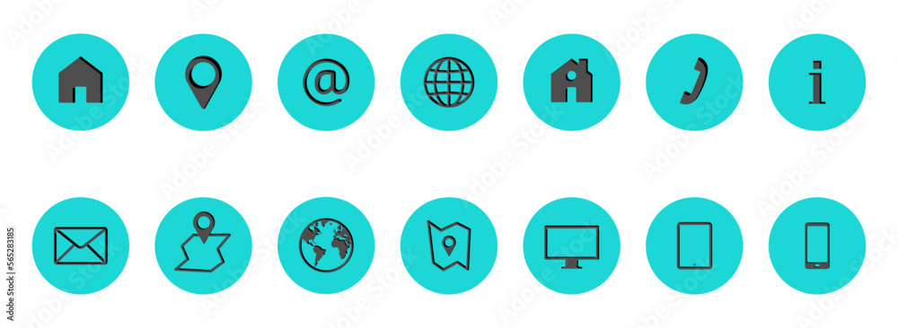 Business Contact us icon set. Cutout design button style
