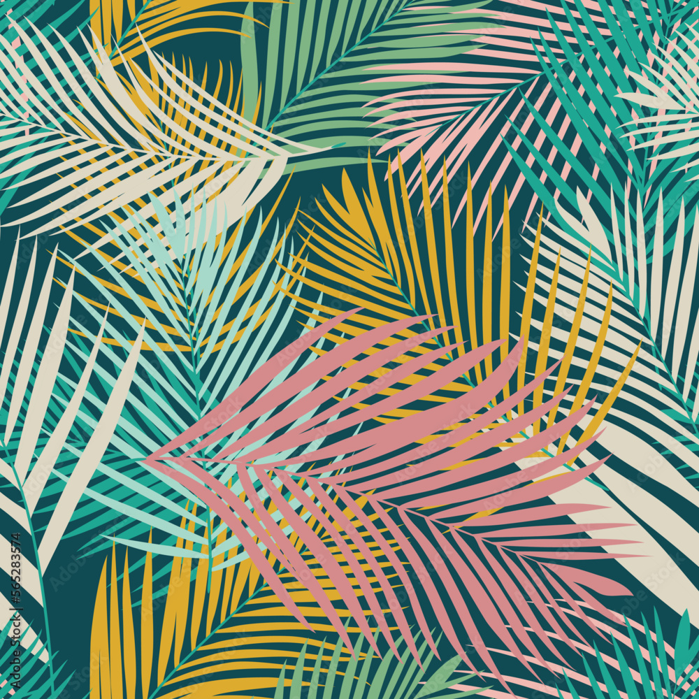 Colorful modern exotic tropical leaf seamless pattern