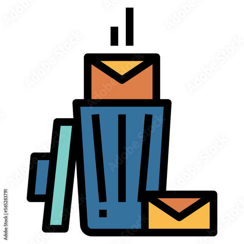 trash filled outline icon style