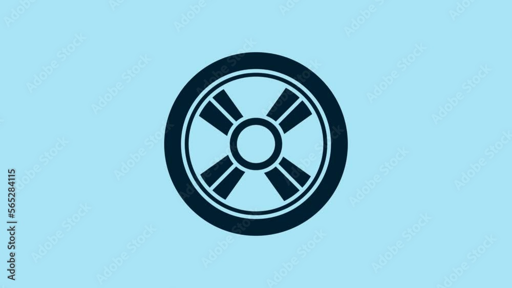 Blue Car wheel icon isolated on blue background. 4K Video motion graphic animation Blue Car wheel icon isolated on blue background. 4K Video motion graphic animation