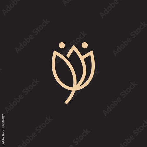 flower logo illustration. Floral wreaths. Botanical floral emblem with typography on black background