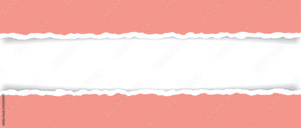 vector red colored torn paper banner with ripped edges with space for your text on white background	