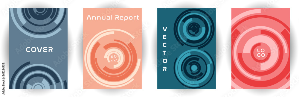 Annual report cover page layout vector collection with aim goal circle pattern concept. Annual report cover page layout vector collection with aim goal circle pattern concept.