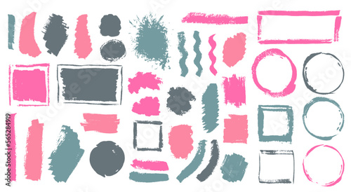 Acrylic graffiti daub mega pack. Isolated border box scratch elements. Smudge blot web banner background bundle. Brush stroke acrylic blots drawing.