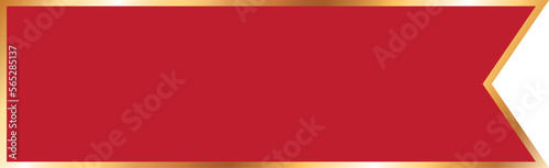 vector illustration of long red colored ribbon banner with gold frame
