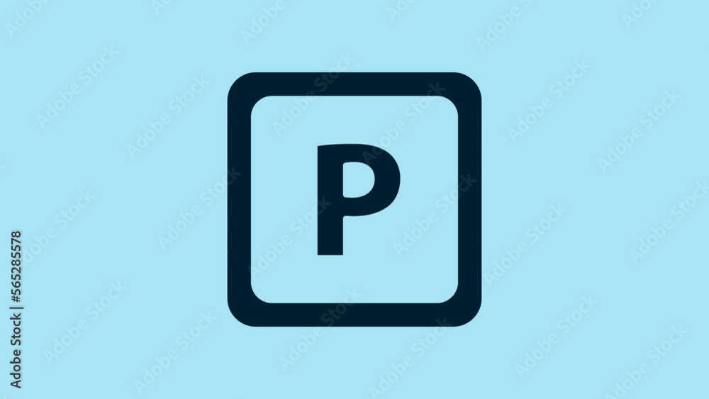 Blue Parking icon isolated on blue background. Street road sign. 4K Video motion graphic animation Blue Parking icon isolated on blue background. Street road sign. 4K Video motion graphic animation