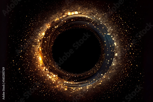 beautiful abstract effect, circle frame sparkle light in black background