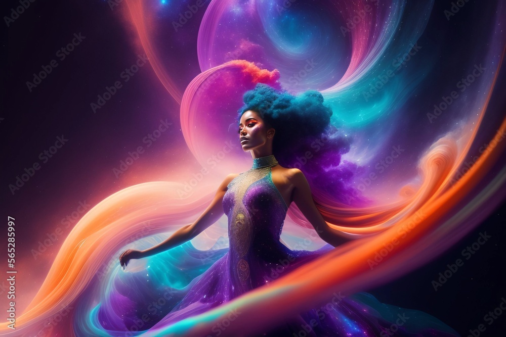 woman in the night dancing Non-existent person in generative AI digital illustration woman in the night dancing Non-existent person in generative AI digital illustration