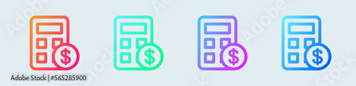 Calculator line icon in gradient colors. Finance signs vector illustration.