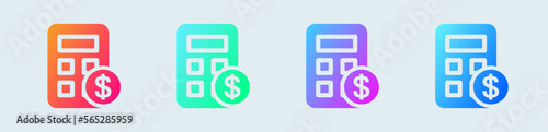 Calculator solid icon in gradient colors. Finance signs vector illustration.