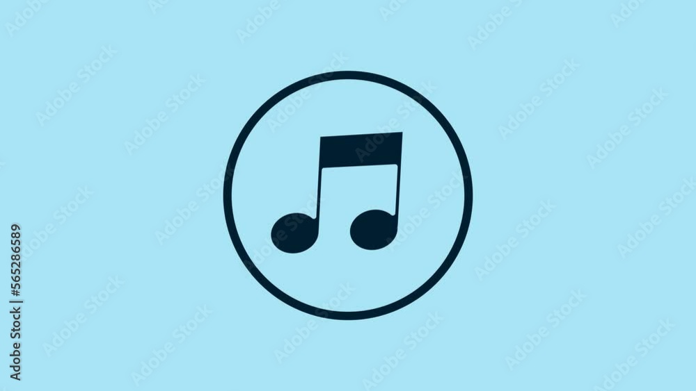 Blue Music note, tone icon isolated on blue background. 4K Video motion graphic animation Blue Music note, tone icon isolated on blue background. 4K Video motion graphic animation