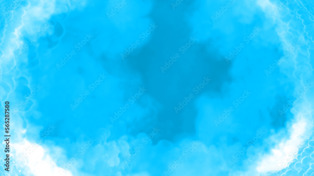 Bright blue clouds tonnel to heaven or paradise, frame for content - abstract 3D rendering