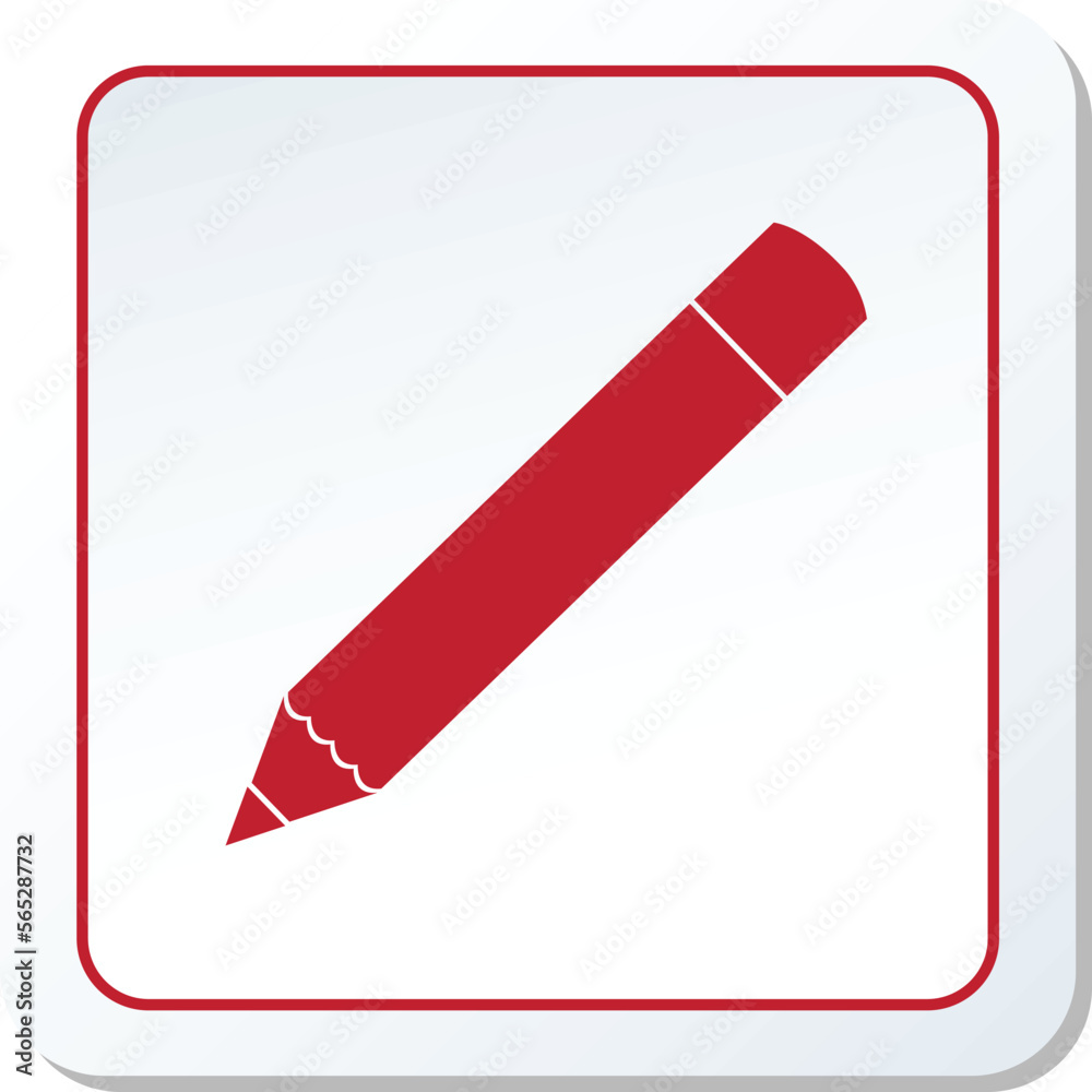 Pencil icon. Red pencil on white background. Vector illustration. Pencil icon. Red pencil on white background. Vector illustration.