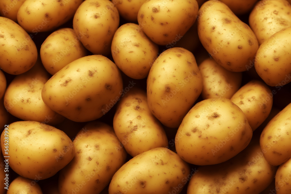 Realistic illustration of raw potatoes, using Generative AI Realistic illustration of raw potatoes, using Generative AI