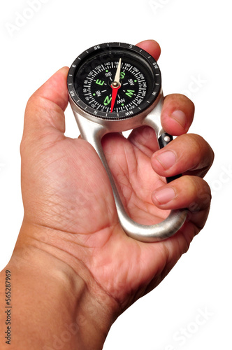 Hold portable navigation compass transparent background photo