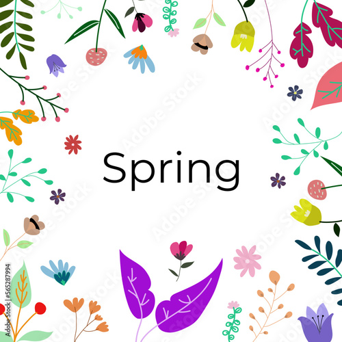 Hand drawn spring flower collection isolated on white background