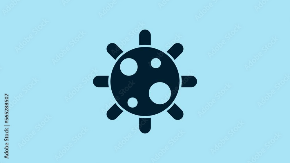 Blue Bacteria icon isolated on blue background. Bacteria and germs, microorganism disease causing, cell cancer, microbe, virus, fungi. 4K Video motion graphic animation Blue Bacteria icon isolated on blue background. Bacteria and germs, microorganism disease causing, cell cancer, microbe, virus, fungi. 4K Video motion graphic animation