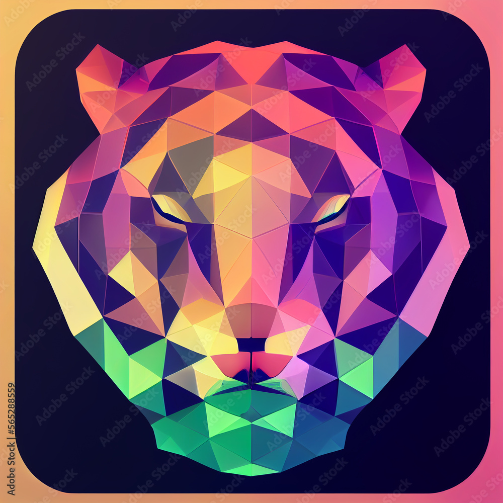 Fototapeta premium tiger line geometric square lowpoly abstract app icon Generative AI Content by Midjourney