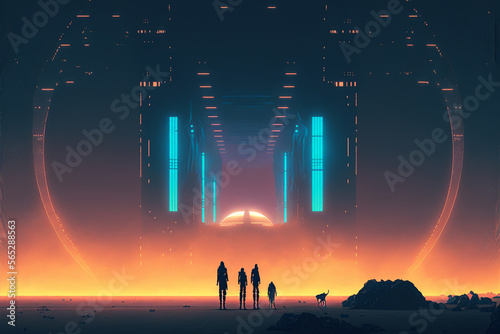Sci-fi landscape, background wallpaper, generative ai