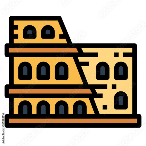 colosseum filled outline icon style