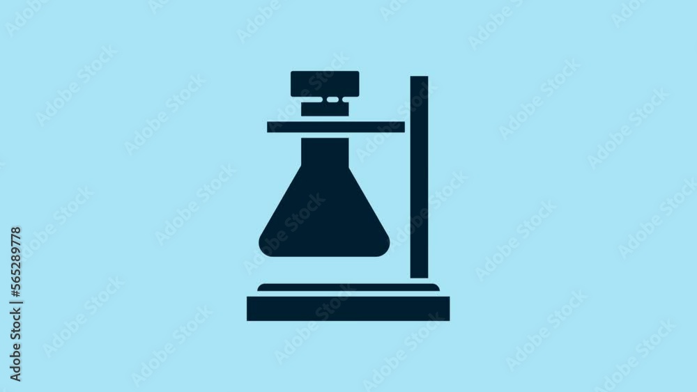 Blue Glass test tube flask on stand icon isolated on blue background. Laboratory equipment. 4K Video motion graphic animation Blue Glass test tube flask on stand icon isolated on blue background. Laboratory equipment. 4K Video motion graphic animation