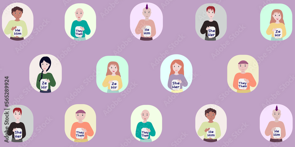 Set of people with different genders Set of people with different genders