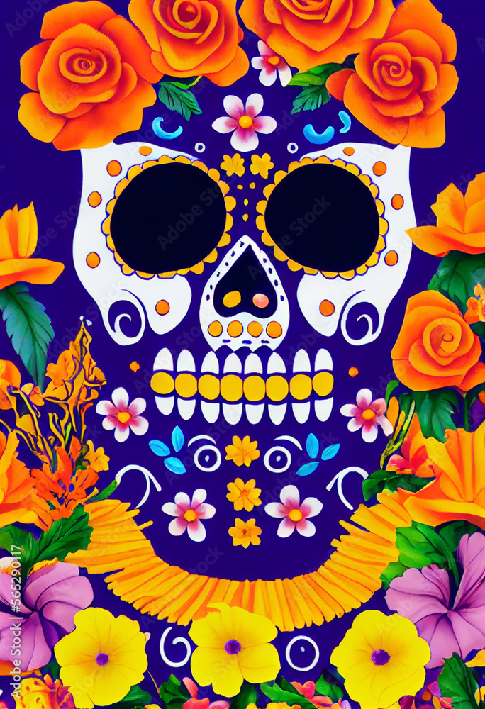 Day of the dead in Mexican culturecar illustration art Generative AI Content by Midjourney Day of the dead in Mexican culturecar illustration art Generative AI Content by Midjourney