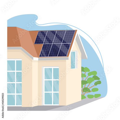 Solar panels on the roof. Renewable energy.